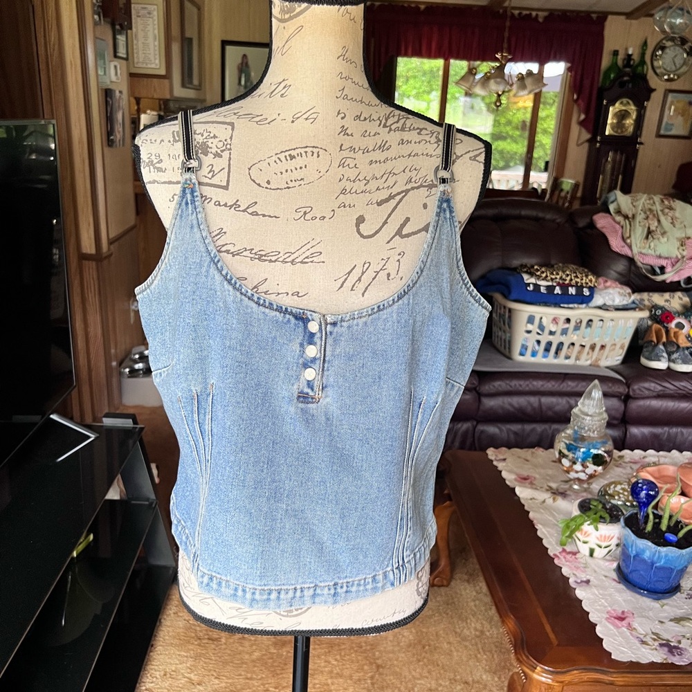 Newport News jeanology collection Vintage Y2K Denim Bustier Corset.